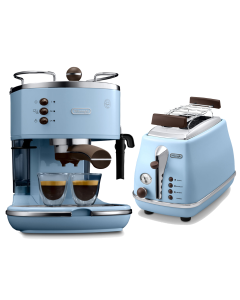 [限定套裝] De'Longhi 意式早餐復古系列 半自動咖啡機ECOV311.AZ+多士爐CTOV2103.AZ(海洋藍) 