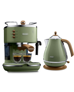 [優惠套裝] De'Longhi 意式早餐復古系列 半自動咖啡機ECOV311.GR+電水壺KBOV2001.GR(橄欖綠) 