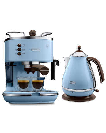 [優惠套裝] De'Longhi 意式早餐復古系列 半自動咖啡機ECOV311.AZ+電水壺KBOV2001.AZ(海洋藍) 
