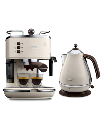 [優惠套裝] De'Longhi 意式早餐復古系列 半自動咖啡機ECOV311.BG+電水壺KBOV2001.BG(優雅白) 