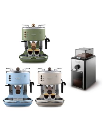 De'Longhi 意式早餐復古系列半自動咖啡機 ECOV311 + 咖啡研磨器 KG89