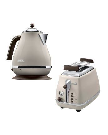 [套裝優惠]De'Longhi 意式早餐復古系列電水壺 KBOV2000.BG + 意式早餐復古系列多士爐 CTOV2103.BG
